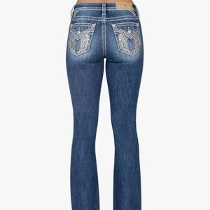Miss Me Angel Wings Mid Rise Boot Cut  Jeans Size 26 X 34